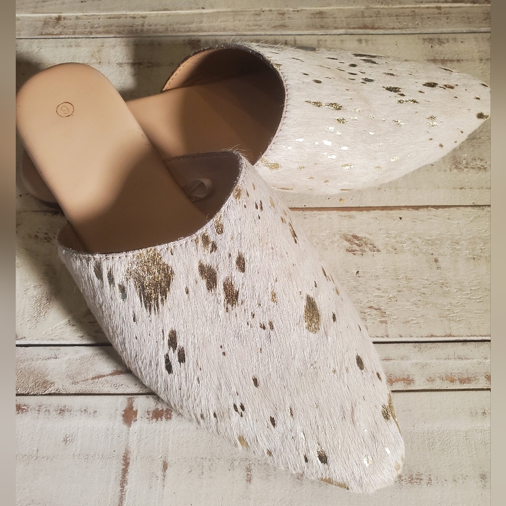 NWOT faux fur mules